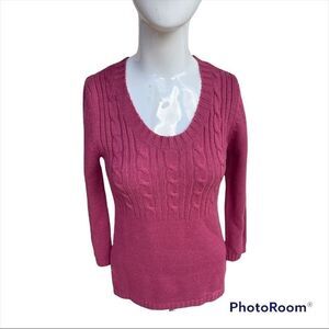 LOFT Knitted Top Long Sleeves Round Neck Sz XS Pink